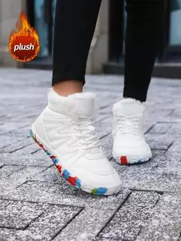 Женские зимние сапоги Супер теплые сапоги до середины икры Теплые плюшевые туфли на платформе Para Mujer 36 белый