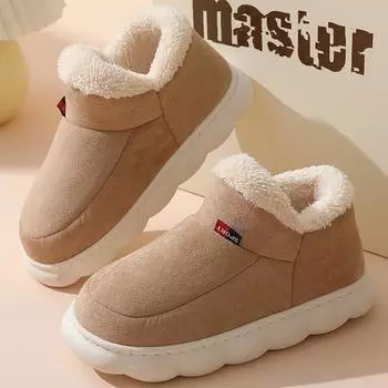 Женские зимние сапоги, утепленные плюшевые теплые зимние ботинки, хлопковая обувь на толстом каблуке 36-37 хаки