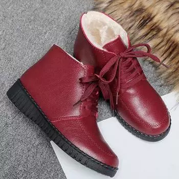 Женские зимние сапоги, зимние теплые плюшевые сапоги для женщин, сапоги с круглым носком, женская модная обувь для мам 35 чёрный