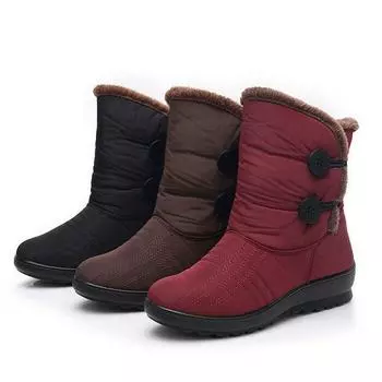 Женские зимние сапоги, зимние водонепроницаемые, плюс бархатные теплые ботильоны, удобные нескользящие женские хлопковые ботинки для отдыха на природе 35 коричневый