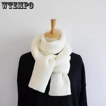 Женские зимние шарфы, сплошной вязаный шарф в корейском стиле, белые винтажные шарфы, зимние теплые шарфы для активного отдыха