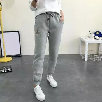 Женские зимние шаровары из плотного кашемира с высокой талией, повседневные свободные теплые спортивные брюки большого размера, эластичные спортивные штаны с завязками на шнурке M вино красного