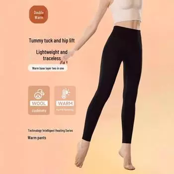 Женские зимние согревающие антибактериальные бархатные кашемировые леггинсы Meiyabi 24 с высокой талией XL/115-135 catties