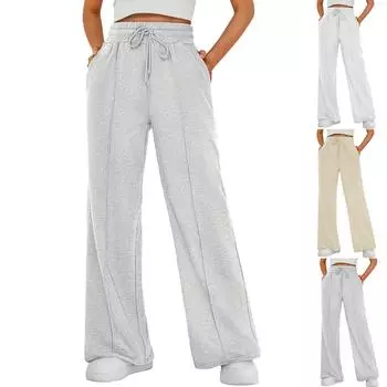 Женские зимние спортивные штаны, однотонные повседневные брюки, женские флисовые спортивные штаны, широкие прямые брюки S горячий розовый