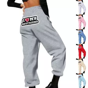 Женские зимние спортивные штаны, однотонные повседневные брюки, женские флисовые спортивные штаны, широкие прямые брюки L бежевый