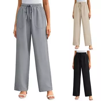 Женские зимние спортивные штаны, однотонные повседневные брюки, женские флисовые спортивные штаны, широкие прямые брюки L бежевый