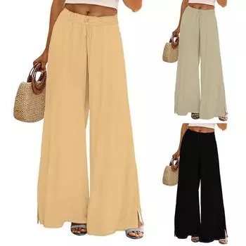 Женские зимние спортивные штаны, однотонные повседневные брюки, женские флисовые спортивные штаны, широкие прямые брюки L чёрный