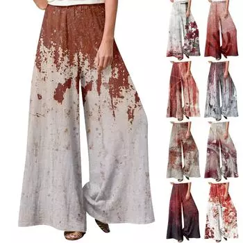 Женские зимние спортивные штаны с принтом на Хэллоуин Повседневные брюки Женские флисовые спортивные штаны Широкие прямые брюки S