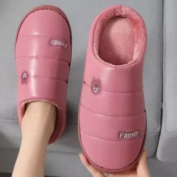 Женские зимние тапочки, 41 хлопковая обувь, мужские шлепанцы больших размеров, толстые теплые тапочки 44-45
