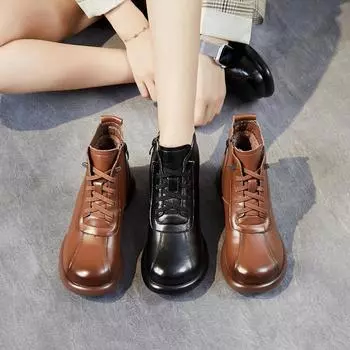 Женские зимние теплые ботильоны, зимние ботинки с меховой подкладкой, короткие ботинки на платформе с молнией сбоку для женщин, высокие рабочие ботинки с флисовой подкладкой 35