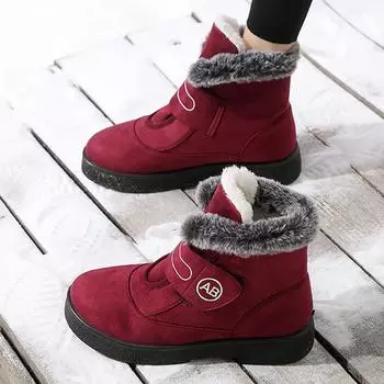 Женские зимние теплые ботинки для снега, легкие нескользящие полусапожки с подкладкой из искусственного меха, удобные высокие ботинки с подкладкой из плюша, короткие ботинки для женщин 36 чёрный