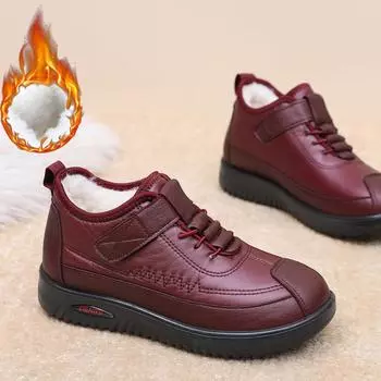 Женские зимние теплые ботинки для снега, легкие ботильоны с подкладкой из искусственного меха, повседневные нескользящие водонепроницаемые короткие ботинки с подкладкой из флиса, обувь для женщин 35 красный