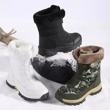 Женские зимние теплые ботинки для снега, нескользящие, водонепроницаемые, до середины голени, ботинки с застежкой-молнией, подкладка из искусственного меха, походные ботинки для женщин 36