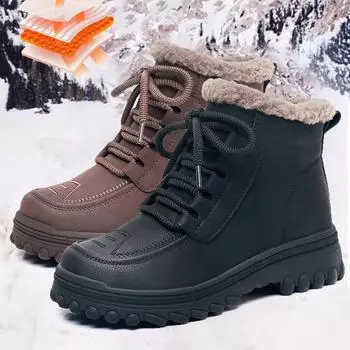 Женские зимние теплые ботинки для снега, нескользящие, водостойкие, на шнуровке, ботильоны, женская обувь, подкладка из искусственного меха, удобные ботинки для ходьбы на открытом воздухе 35 коричневый