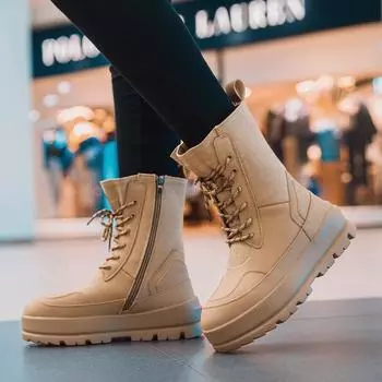 Женские зимние теплые ботинки для снега, нескользящие, водонепроницаемые, до середины голени, ботинки для женщин, меховая подкладка, походные ботинки для ходьбы, с застежкой-молнией 36