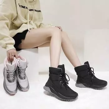 Женские зимние теплые ботинки для снега, нескользящие, водонепроницаемые, на шнуровке, высокие ботинки для женщин, походные короткие ботинки с меховой подкладкой 31