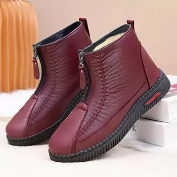 Женские зимние теплые ботинки для снега, нескользящие, водонепроницаемые, полусапожки, женская обувь с подкладкой из искусственного меха, удобные ботинки для ходьбы на открытом воздухе с застежкой-молнией 35