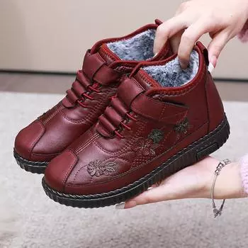 Женские зимние теплые ботинки для снега, нескользящие, водостойкие, на шнуровке, ботильоны, женская обувь, подкладка из искусственного меха, удобные ботинки для ходьбы на открытом воздухе 35 чёрный