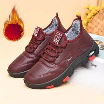 Женские зимние теплые ботинки для снега, прогулочные ботинки с подкладкой из искусственного меха, водонепроницаемые, короткие, на шнуровке, удобные кроссовки для женщин 35
