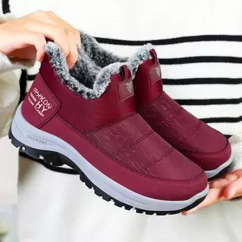 Женские зимние теплые ботинки для снега с подкладкой из искусственного меха, нескользящие мокасины, водонепроницаемые ботинки для ходьбы, удобные короткие ботинки для женщин 36