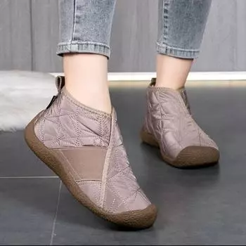 Женские зимние теплые ботинки для снега, удобные водонепроницаемые полусапожки с подкладкой из искусственного меха, нескользящие повседневные короткие ботинки с подкладкой из флиса, обувь для женщин 35 хаки