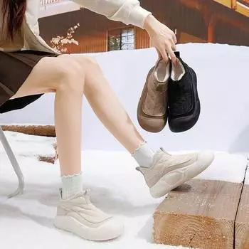 Женские зимние теплые ботинки для снега, удобные полусапожки с подкладкой из искусственного меха, нескользящие, повседневные, легкие, с флисовой подкладкой, короткие ботинки для женщин 35 коричневый