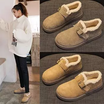 Женские зимние теплые ботинки в стиле ретро с флисовой подкладкой Зимние ботинки на платформе с хлопковой подкладкой Зимние ботинки для снега Женская обувь 35 коричневый