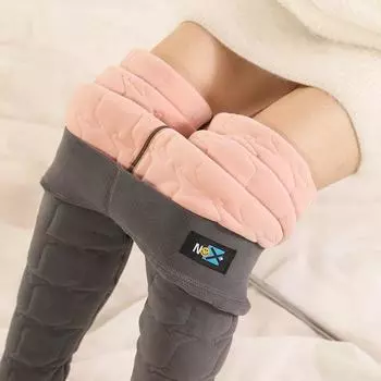 Женские зимние теплые брюки из натурального шелка с высокой талией, однотонные бархатные женские утолщенные брюки, эластичные, сохраняющие тепло брюки-карандаш L серый