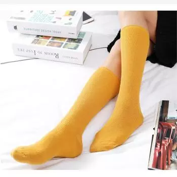 Женские зимние теплые длинные носки, хлопковые повседневные мягкие чулочно-носочные изделия, разноцветные классические носки кофейный