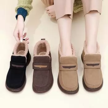 Женские зимние теплые хлопковые ботинки на утепленной флисовой мягкой подошве, непромокаемые зимние ботинки без шнуровки, женские ботильоны из искусственной кожи 36 хаки