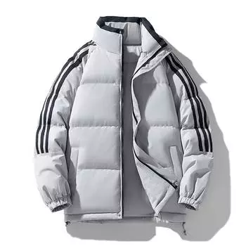 Женские зимние теплые куртки, свободные пальто в корейском стиле, парка с хлопковой подкладкой, повседневная одежда с полосками по бокам M чёрный