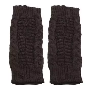 Женские зимние теплые модные вязаные перчатки без пальцев для рук, уличные мягкие сенсорные варежки One size кофейный