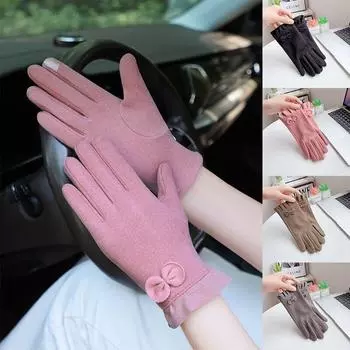 Женские зимние теплые перчатки для активного отдыха, утолщенные ветрозащитные перчатки, устойчивые к холоду, спортивные перчатки для велоспорта чёрный