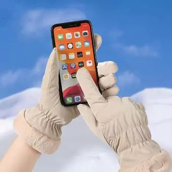Женские зимние теплые перчатки с милой пандой и плюшевыми бархатными сенсорными экранами для девочек, варежки для катания на лыжах и верховой езды