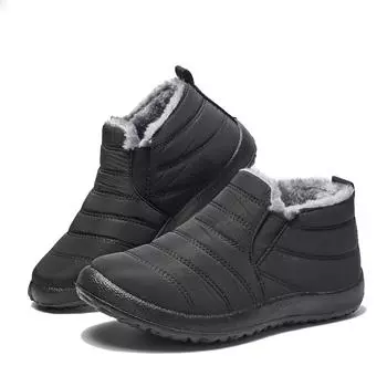 Женские зимние теплые плюшевые зимние ботильоны до щиколотки 36 чёрный