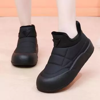 Женские зимние теплые плюшевые зимние ботинки, толстые теплые хлопковые ботинки, женские универсальные модные повседневные короткие ботинки без застежек 35