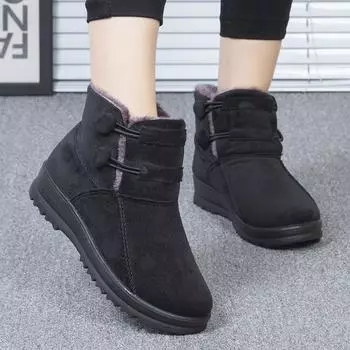 Женские зимние теплые сапоги Plus Velvet с утолщенным верхом средней высоты, нескользящие, легкие, повседневные ботинки для женщин 35 кофейный