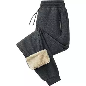 Женские зимние теплые спортивные спортивные штаны с подкладкой из шерпы и высокой талией, повседневные мешковатые флисовые термоштаны