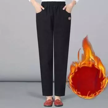 Женские зимние теплые свободные повседневные брюки большого размера со шнуровкой утолщенные однотонные брюки 5XL