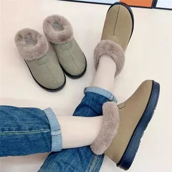 Женские зимние теплые тапочки Женские осенние теплые туфли Перьевые тапочки Уличные тапочки Осенние и зимние уличные тапочки Зимняя обувь 36 хаки