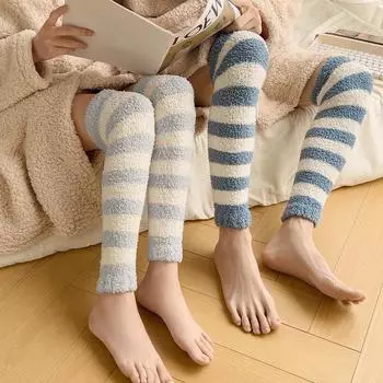 Женские зимние теплые утолщенные наколенники для девочек, мягкие дышащие эластичные носки из полиэстера