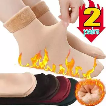 Женские зимние теплые утолщенные термоноски из шерсти и кашемира, снежно-черные, бесшовные чулки из бархата, мягкие сапоги, носки для сна One Size