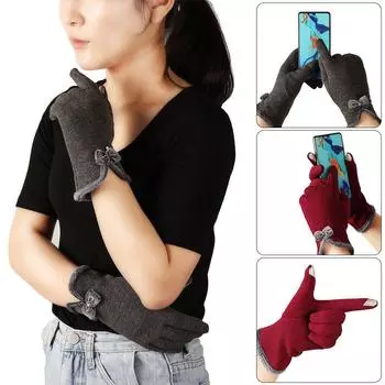 Женские зимние теплые ветрозащитные варежки для вождения, лыжные перчатки, а также бархатные перчатки для сенсорных экранов фиолетовый