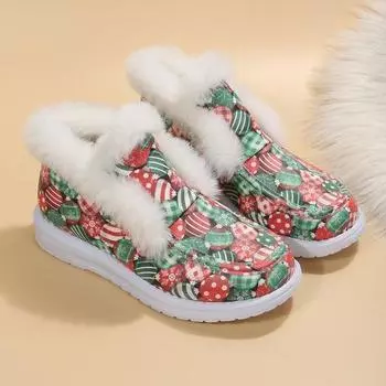 Женские зимние теплые зимние ботинки-мокасины, домашняя обувь из нечеткого плюша из искусственного меха, нескользящие женские ботильоны для улицы и дома