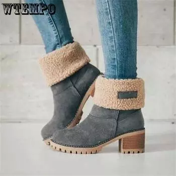 Женские зимние теплые зимние ботинки на меху, женские теплые шерстяные ботильоны, женские удобные повседневные полусапоги больших размеров 35 зелёный