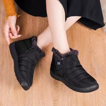 Женские зимние теплые зимние ботинки с низким верхом, водонепроницаемая повседневная обувь на липучке для ленивых женщин 35 красный