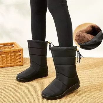 Женские зимние теплые зимние сапоги, водонепроницаемая обувь на толстой меховой подкладке 35 синий