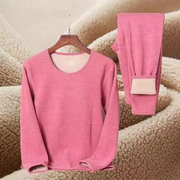 Женские зимние термобелье Одежда Плюс Бархатные комплекты Костюмы Футболки + Брюки Майки Нижнее белье для женщин