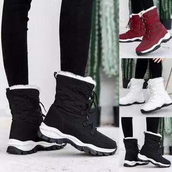 Женские зимние термозимние ботинки на шнуровке с плюшевой подкладкой, противоскользящая обувь на платформе 37 белый