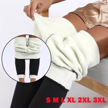 Женские зимние толстые леггинсы с флисовой подкладкой, термоэластичные, теплые, мягкие, утепленные S чёрный